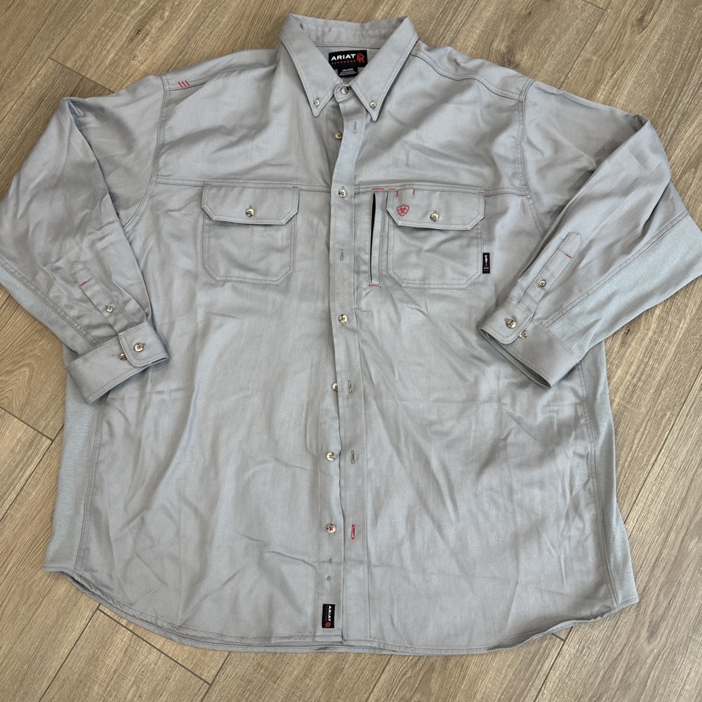 Ariat FR Men's XL Flame Resistant Vent Silver Fox Gray Work Shirt 10019063 4XL